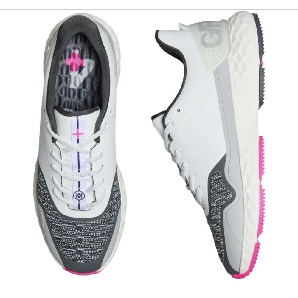 G/Fore Mg4+ Stippled Spineless Golf Shoe GMF000105 Size 9 White Pink Gray Knit